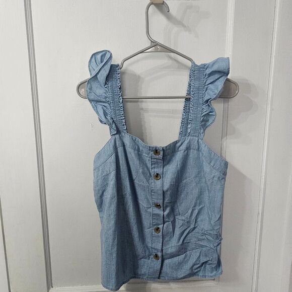 NWT J CREW Chambray Sleeveless Top, Sz S - Picture 3 of 5